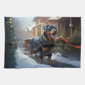 Rottweiler Kerstfeest Seizoen Theedoek (Horizontaal)