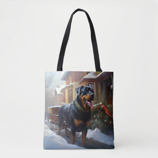 Rottweiler Kerstfeest Seizoen Tote Bag (Voorkant)