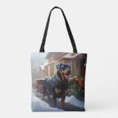 Rottweiler Kerstfeest Seizoen Tote Bag (Achterkant)