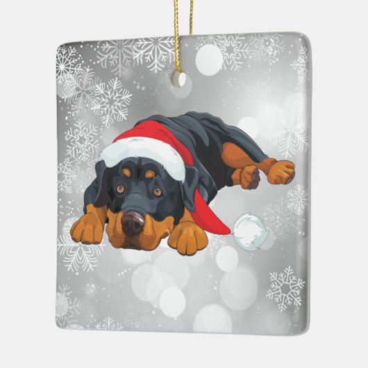 Rottweiler Kerstfeestdag Keramisch Ornament (Links)