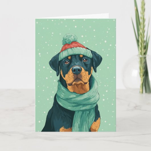 Rottweiler Kerstgroet Kaart (Voorkant)
