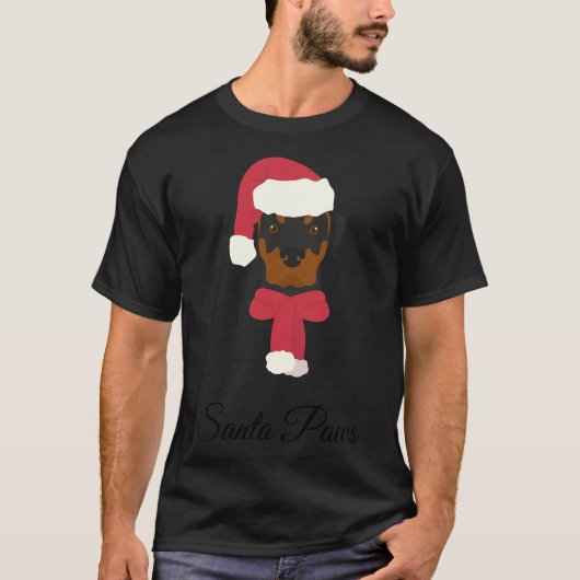 Rottweiler-kerstillustratie hond met Santa H T-shirt (Voorkant)