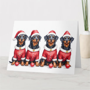 Rottweiler Kerstjurk Kerstman Hoed Kaart