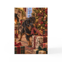 Rottweiler Kerstkaart | Ondeugende Rottie