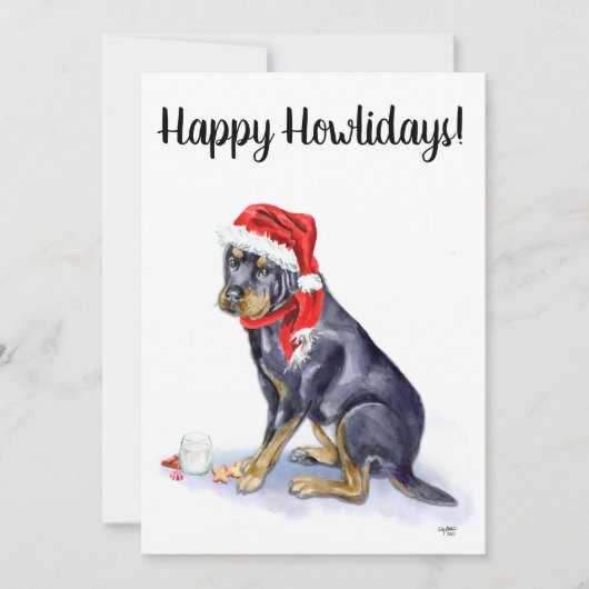 Rottweiler Kerstkaart - Prettig Hoeledagfeest! (Voorkant)