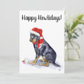 Rottweiler Kerstkaart - Prettig Hoeledagfeest! (Staand voorkant)