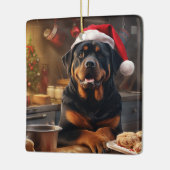 Rottweiler Kerstkoekjes Feestelijke vakantie Keramisch Ornament (Links)