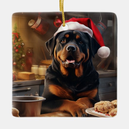 Rottweiler Kerstkoekjes Feestelijke vakantie Keramisch Ornament (Voorkant)