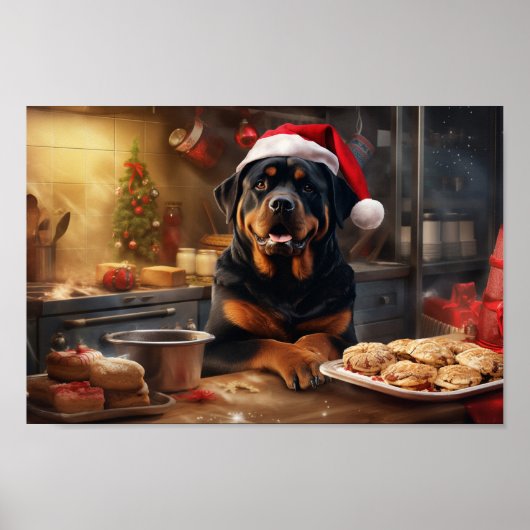 Rottweiler Kerstkoekjes Feestelijke vakantie Poster (Voorkant)