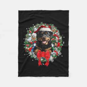 Rottweiler Kerstkrans Decoratie Xmas Pyjama Fleece Deken