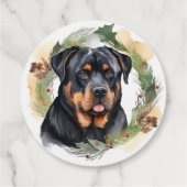 Rottweiler Kerstkrans Feestelijke Pup Bedankjes Labels (Achterkant)