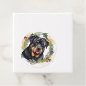 Rottweiler Kerstkrans Feestelijke Pup Bedankjes Labels (In situ)