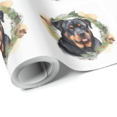 Rottweiler Kerstkrans Feestelijke Pup Cadeaupapier (Rol Hoek)