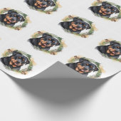 Rottweiler Kerstkrans Feestelijke Pup Cadeaupapier (Hoek)