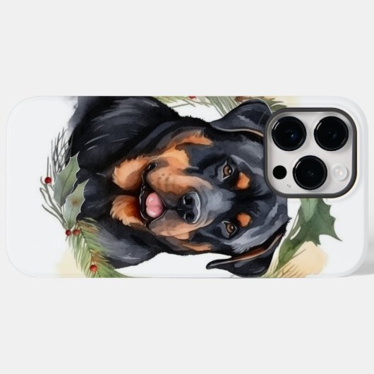 Rottweiler Kerstkrans Feestelijke Pup Case-Mate iPhone Case (Achterkant (horizontaal))