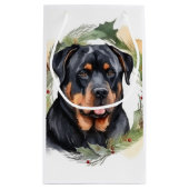 Rottweiler Kerstkrans Feestelijke Pup Klein Cadeauzakje (Achterkant)