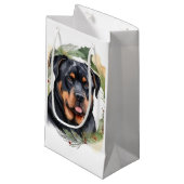 Rottweiler Kerstkrans Feestelijke Pup Klein Cadeauzakje (Voorkant Gekanteld)