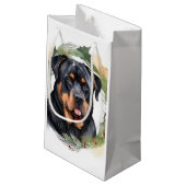 Rottweiler Kerstkrans Feestelijke Pup Klein Cadeauzakje (Achterkant Gekanteld)