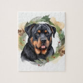 Rottweiler Kerstkrans Feestelijke Pup Legpuzzel (Verticaal)