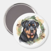 Rottweiler Kerstkrans Feestelijke Pup Magneet (Voorkant / Achterkant)