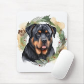 Rottweiler Kerstkrans Feestelijke Pup Muismat (Met muis)
