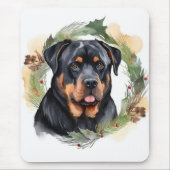 Rottweiler Kerstkrans Feestelijke Pup Muismat (Voorkant)