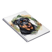 Rottweiler Kerstkrans Feestelijke Pup Notitieboek (Rechterzijde)