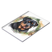 Rottweiler Kerstkrans Feestelijke Pup Notitieboek (Linkerzijde)