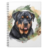 Rottweiler Kerstkrans Feestelijke Pup Notitieboek (Voorkant)