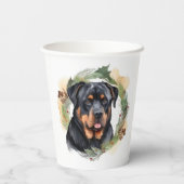 Rottweiler Kerstkrans Feestelijke Pup Papieren Bekers (Achterkant)