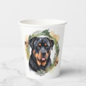 Rottweiler Kerstkrans Feestelijke Pup Papieren Bekers (Voorkant)