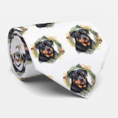 Rottweiler Kerstkrans Feestelijke Pup Stropdas (Opgerold)
