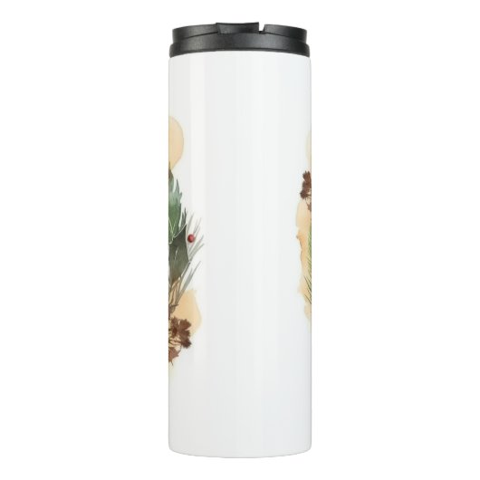 Rottweiler Kerstkrans Feestelijke Pup Thermosbeker (Achterkant)