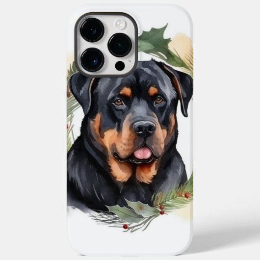 Rottweiler Kerstkrans Festieve Pup Case-Mate iPhone Case (Achterkant)