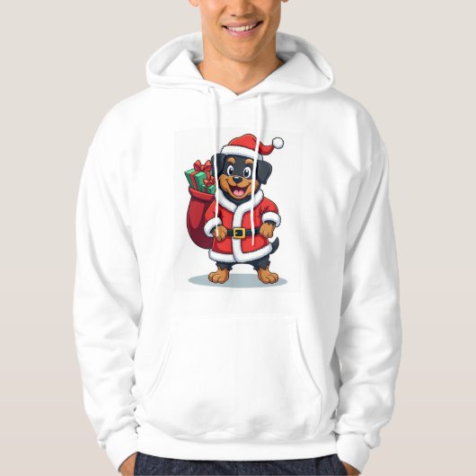 Rottweiler Kerstman Helper Hoodie (Voorkant)