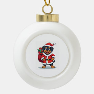 Rottweiler Kerstman Helper Keramische Bal Ornament