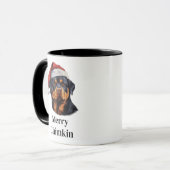Rottweiler Kerstman Hoed Kersthond Mok (Voorkant links)
