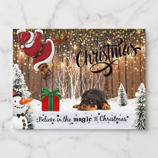 Rottweiler, Kerstman, Kerstkaart Feestdagenkaart