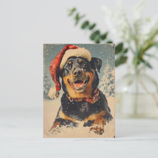 Rottweiler Kerstmis Briefkaart (Staand voorkant)
