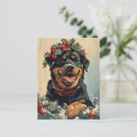 Rottweiler Kerstmis Briefkaart (Staand voorkant)