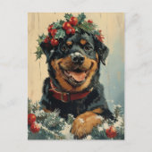 Rottweiler Kerstmis Briefkaart (Voorkant)