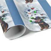 Rottweiler Kerstmis Cadeaupapier (Rol Hoek)