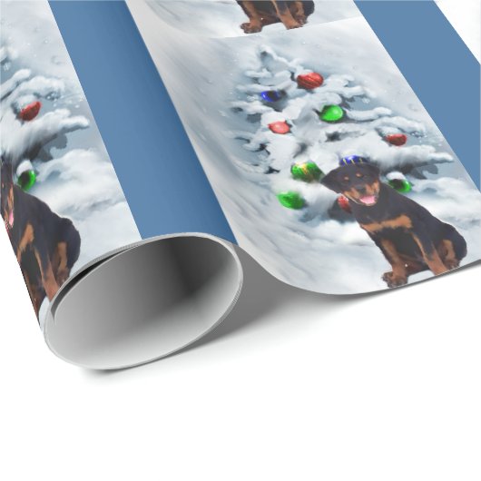 Rottweiler Kerstmis Cadeaupapier (Rol Hoek)