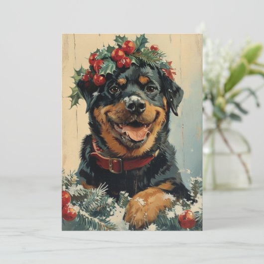 Rottweiler Kerstmis Feestdagenkaart (Staand voorkant)