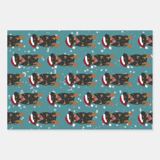 Rottweiler Kerstmis Inpakpapier Vel (Voorkant 2)