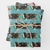 Rottweiler Kerstmis Inpakpapier Vel (In situ)