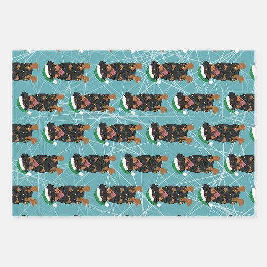 Rottweiler Kerstmis Inpakpapier Vel (Voorkant)