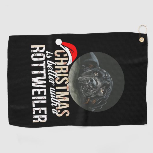 Rottweiler - Kerstmis is beter met een Rottweiler Golfhanddoek (Horizontaal)