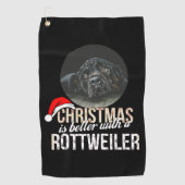 Rottweiler - Kerstmis is beter met een Rottweiler Golfhanddoek (Voorkant)