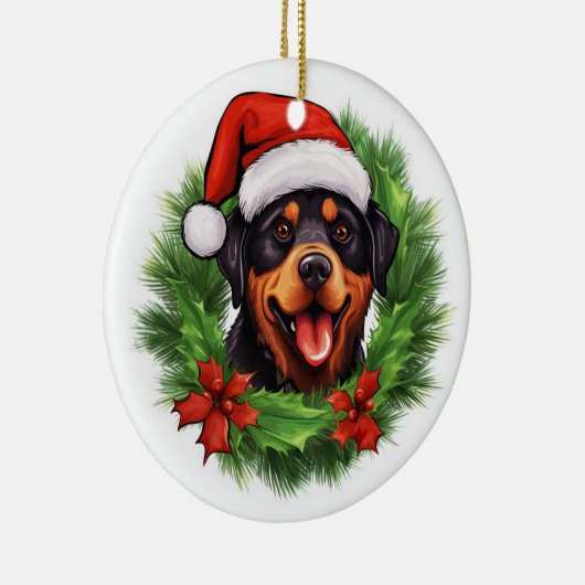 Rottweiler Kerstmis Keramisch Ornament (Rechts)
